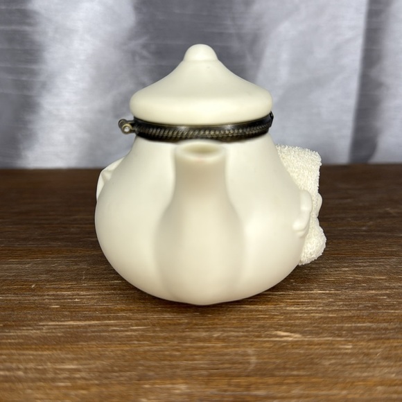 Dept 56 I’m A Little Teapot Bisque Porcelain Hinged Snowbaby Cherub Trinket Box - Picture 2 of 6